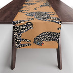 Black cheetah in sundial brown background  Table Runner Gallery Image 1
