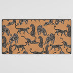 Black cheetah in sundial brown background  Desk Mat Gallery Image 3