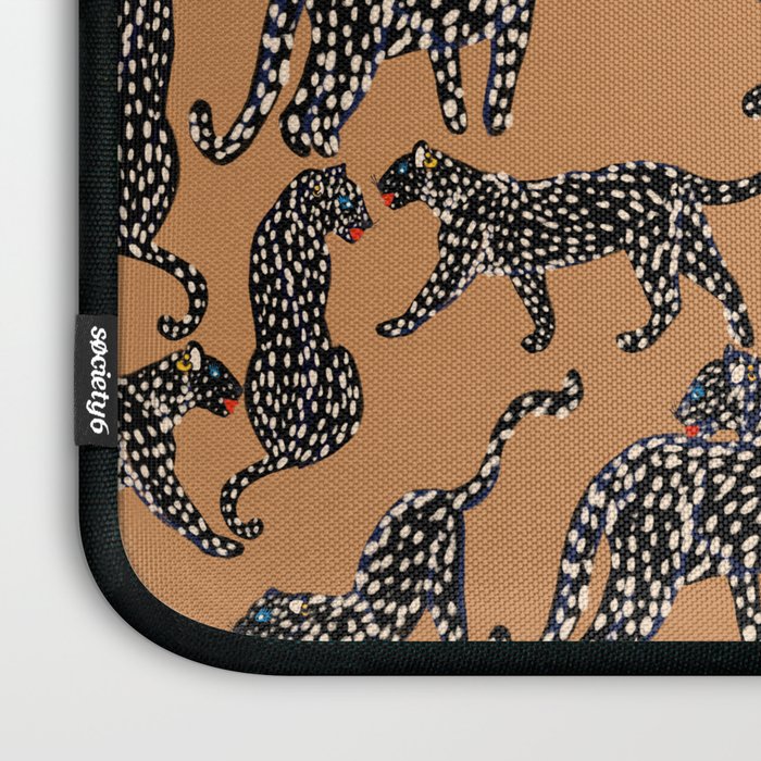 Black cheetah in sundial brown background  Laptop Sleeve Gallery Image 3