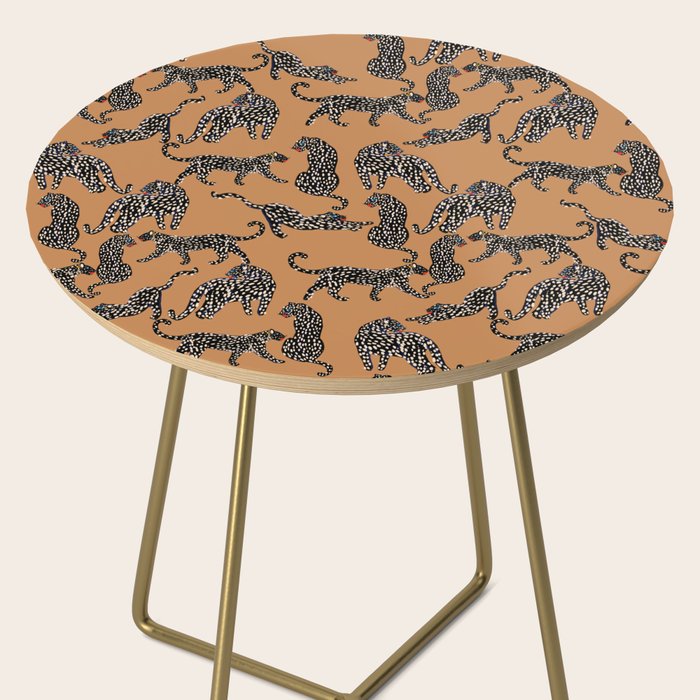 Black cheetah in sundial brown background  Side Table Gallery Image 2