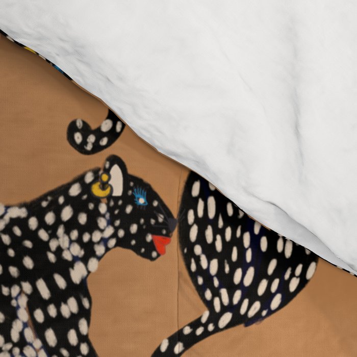 Black cheetah in sundial brown background  Comforter Gallery Image 4