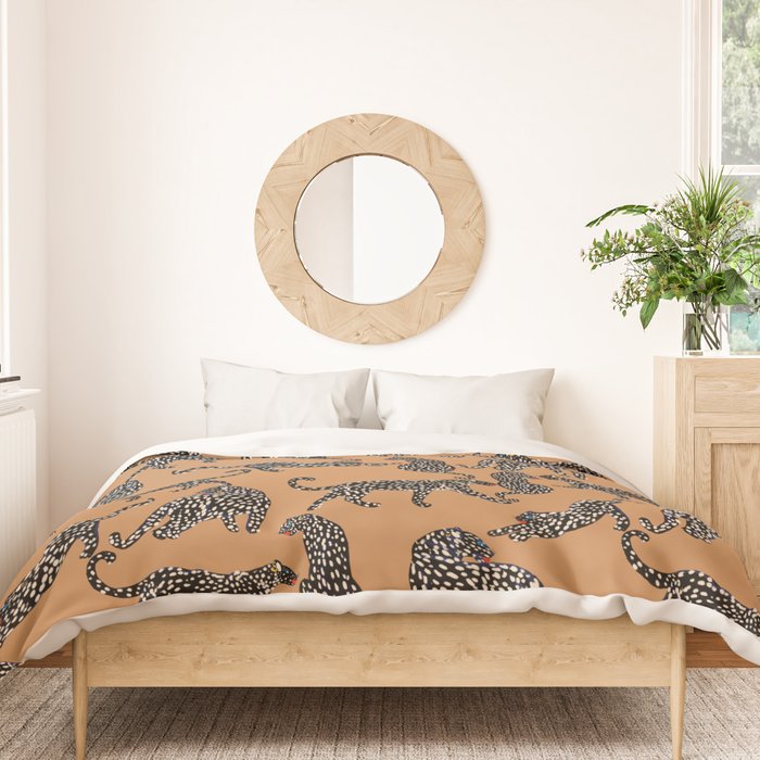 Black cheetah in sundial brown background  Duvet Cover Gallery Image 3