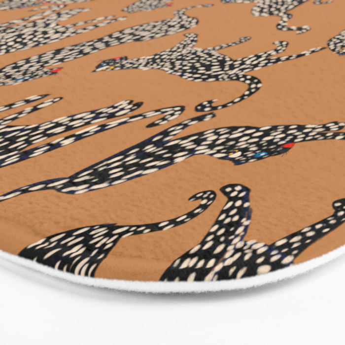Black cheetah in sundial brown background  Bath Mat Gallery Image 3