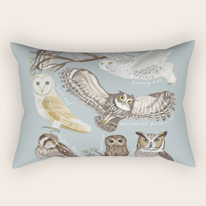 Owls Illustrated Chart Rectangular Pillow Gallery Image 1