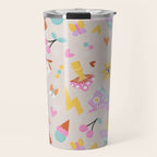 Pastel Nostalgic Doodles - Retro Teen Pattern Travel Mug Gallery Image 1