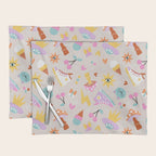 Pastel Nostalgic Doodles - Retro Teen Pattern Placemat Gallery Image 1