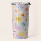 Pastel Nostalgic Doodles - Retro Teen Pattern Travel Mug Gallery Image 2