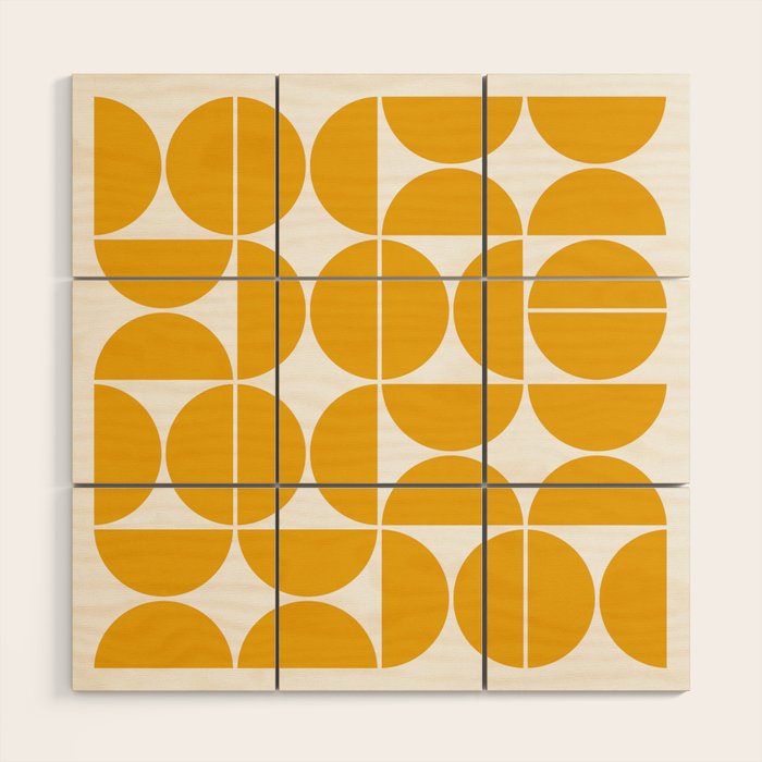 Mid Century Modern Geometric 04 Yellow Wood Wall Art Gallery Image 1