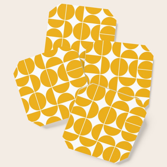 Mid Century Modern Geometric 04 Yellow Coaster Gallery Image 1