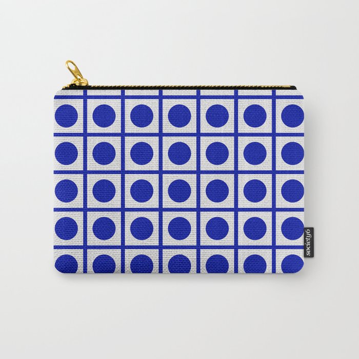 Bold Blue Dot Grid Retro Modern Pop Pattern on White Carry All Pouch Gallery Image 1