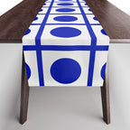 Bold Blue Dot Grid Retro Modern Pop Pattern on White Table Runner Gallery Image 1