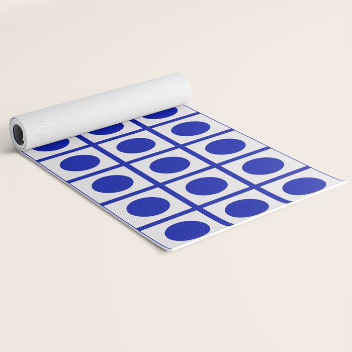 Bold Blue Dot Grid Retro Modern Pop Pattern on White Yoga Mat Gallery Image 2