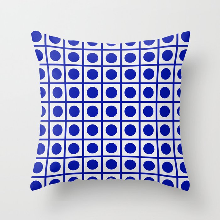 Bold Blue Dot Grid Retro Modern Pop Pattern on White Throw Pillow Gallery Image 6