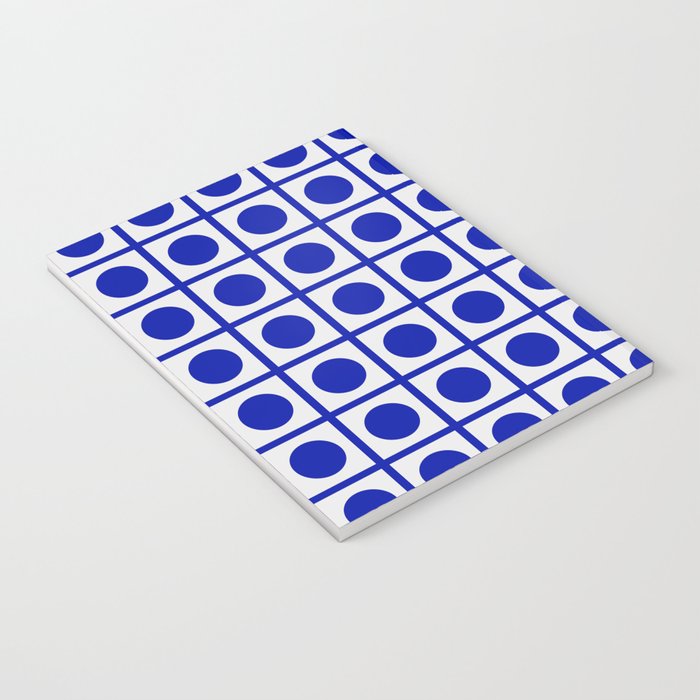 Bold Blue Dot Grid Retro Modern Pop Pattern on White Notebook Gallery Image 3