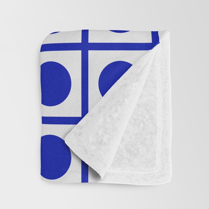 Bold Blue Dot Grid Retro Modern Pop Pattern on White Throw Blanket Gallery Image 3