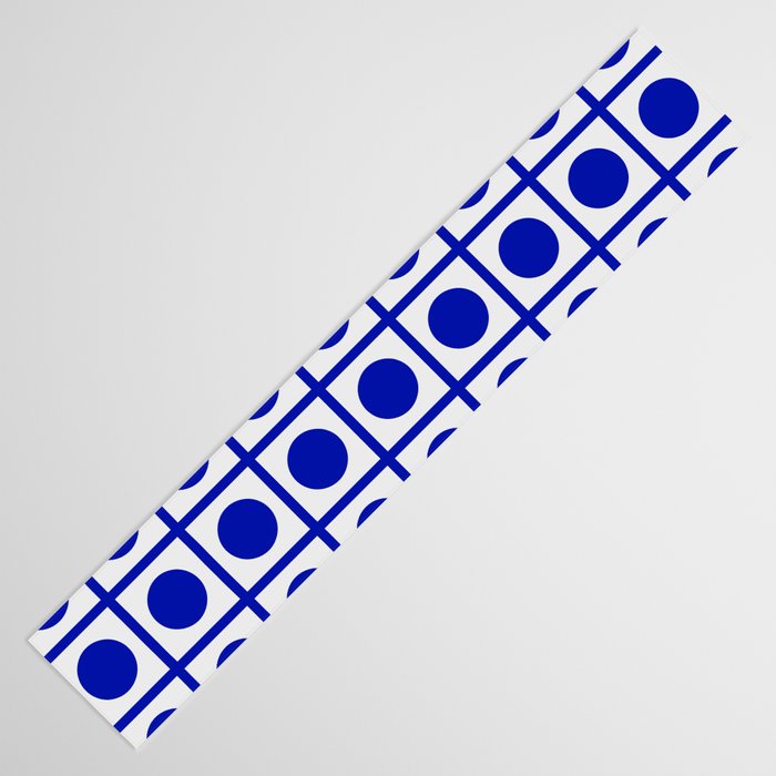 Bold Blue Dot Grid Retro Modern Pop Pattern on White Table Runner Gallery Image 3