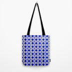 Bold Blue Dot Grid Retro Modern Pop Pattern on White Tote Bag Gallery Image 2