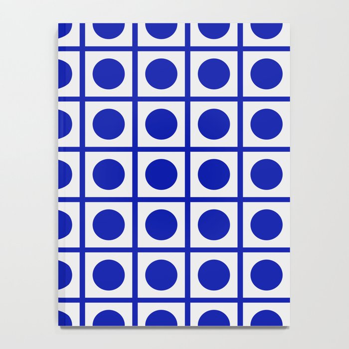 Bold Blue Dot Grid Retro Modern Pop Pattern on White Notebook Gallery Image 4