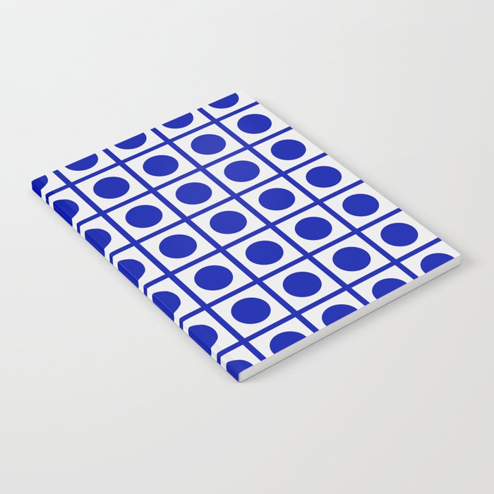 Bold Blue Dot Grid Retro Modern Pop Pattern on White Notebook Gallery Image 2