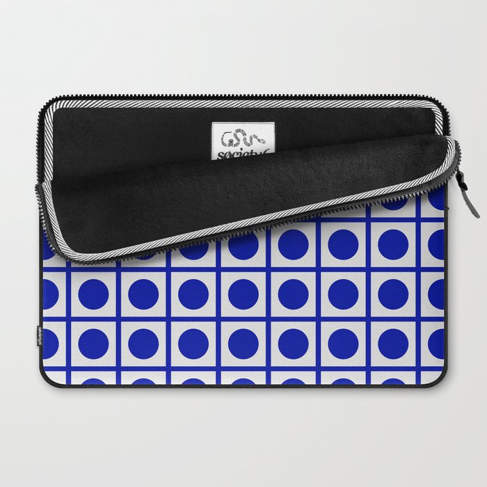 Bold Blue Dot Grid Retro Modern Pop Pattern on White Laptop Sleeve Gallery Image 2