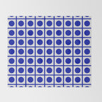 Bold Blue Dot Grid Retro Modern Pop Pattern on White Throw Blanket Gallery Image 2