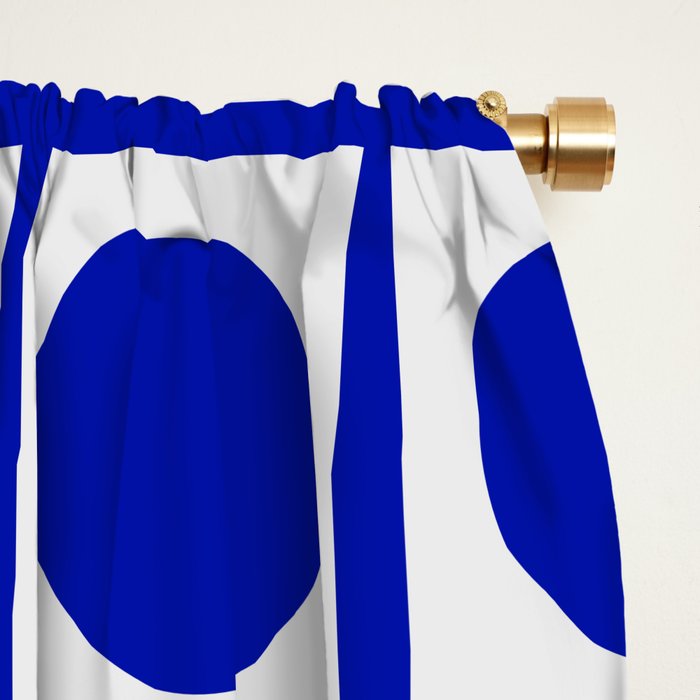 Bold Blue Dot Grid Retro Modern Pop Pattern on White Window Curtain Gallery Image 2