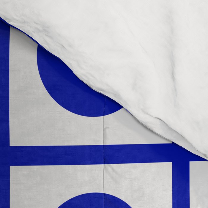 Bold Blue Dot Grid Retro Modern Pop Pattern on White Comforter Gallery Image 4