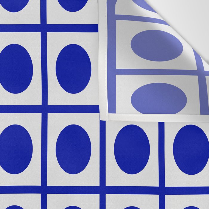 Bold Blue Dot Grid Retro Modern Pop Pattern on White Wall Tapestry Gallery Image 3