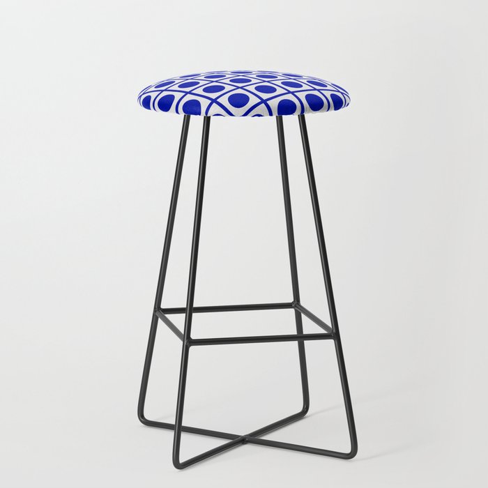 Bold Blue Dot Grid Retro Modern Pop Pattern on White Stool Gallery Image 1