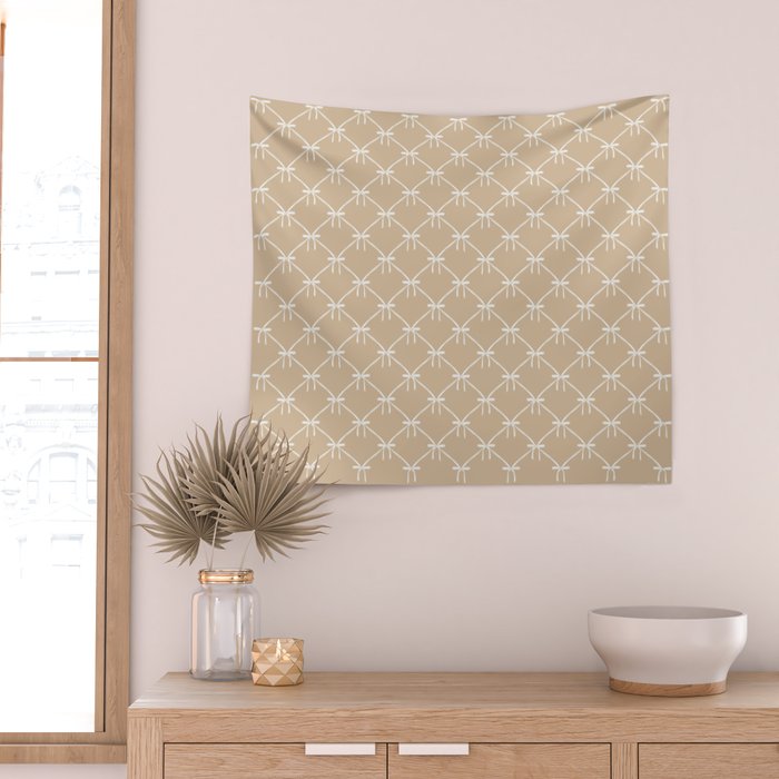 Bows & Ribbons Pattern XLV Neutral Beige Wall Tapestry Gallery Image 2