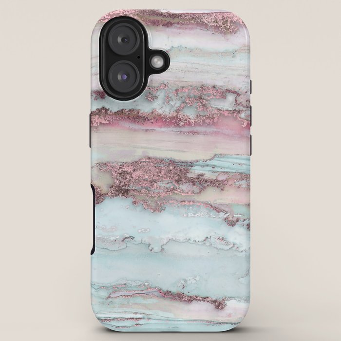Marbled Stripes Luxury Rose Gold And Mint Glamour iPhone Case Gallery Image 5
