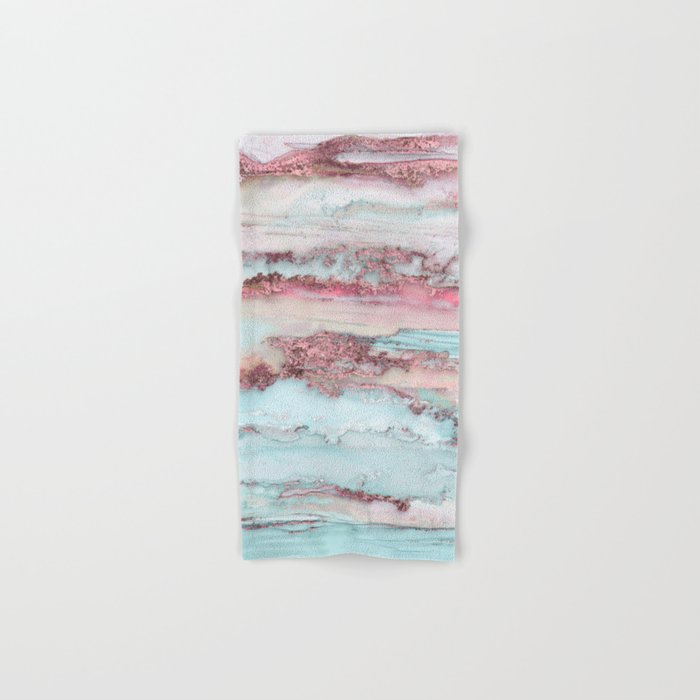 Marbled Stripes Luxury Rose Gold And Mint Glamour Bath Towel Gallery Image 1