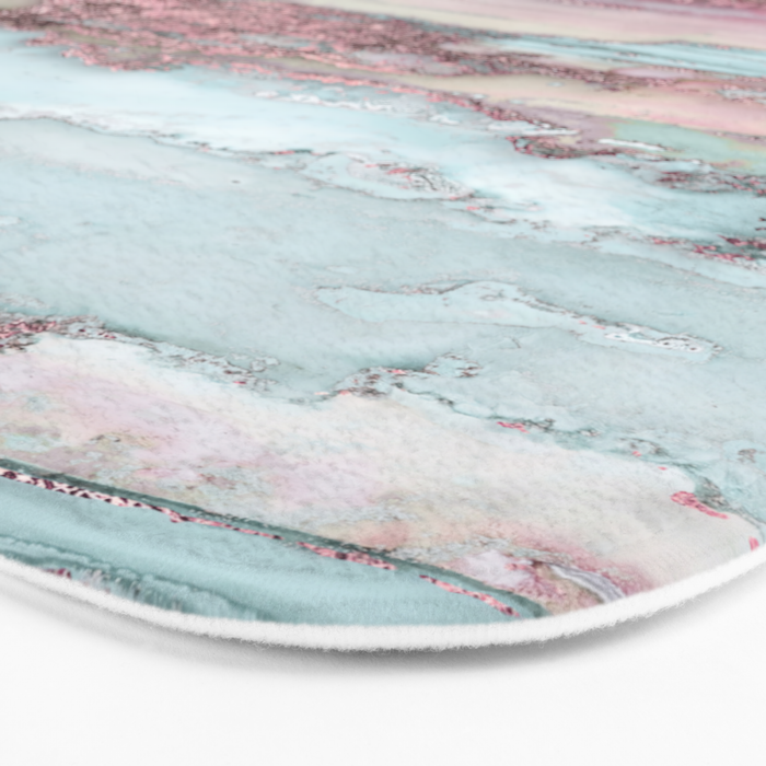 Marbled Stripes Luxury Rose Gold And Mint Glamour Bath Mat Gallery Image 3