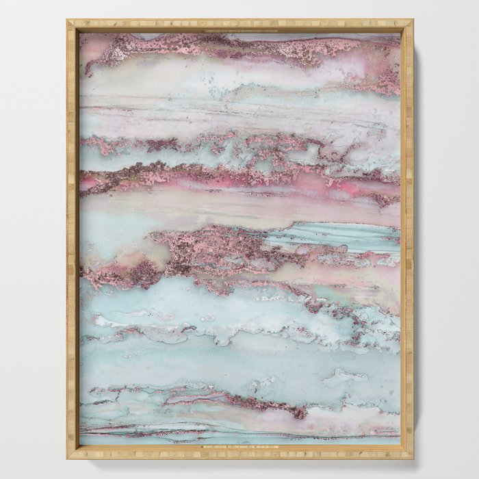 Marbled Stripes Luxury Rose Gold And Mint Glamour Serving Tray Gallery Image 1