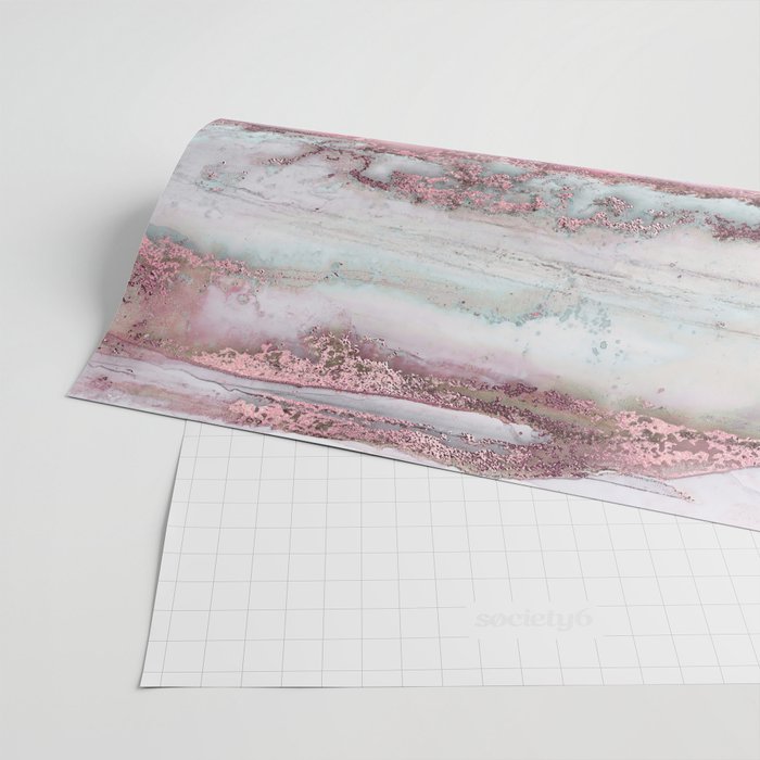 Marbled Stripes Luxury Rose Gold And Mint Glamour Wrapping Paper Gallery Image 2