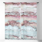 Marbled Stripes Luxury Rose Gold And Mint Glamour Window Curtain Gallery Image 5