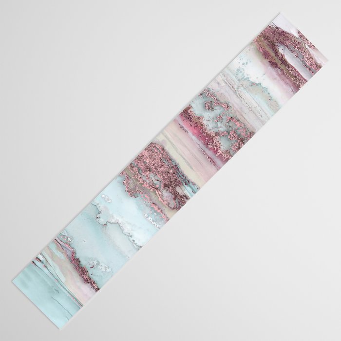 Marbled Stripes Luxury Rose Gold And Mint Glamour Table Runner Gallery Image 3