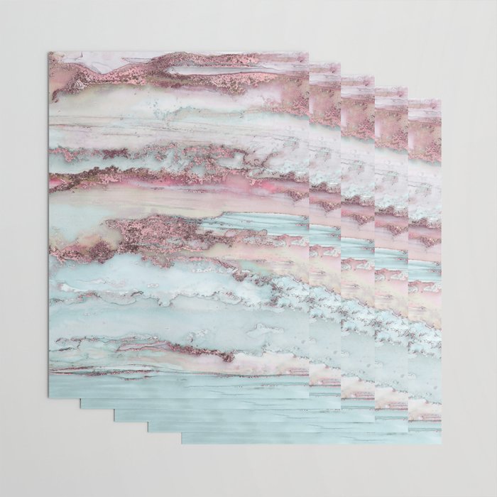 Marbled Stripes Luxury Rose Gold And Mint Glamour Wrapping Paper Gallery Image 3