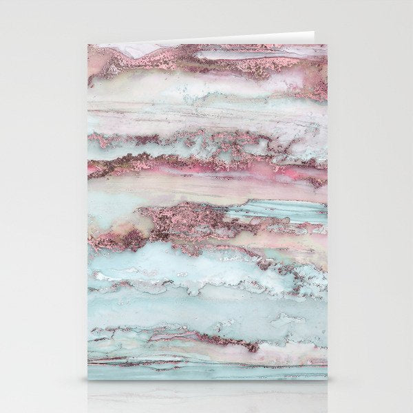 Marbled Stripes Luxury Rose Gold And Mint Glamour Stationery Card Gallery Image 2