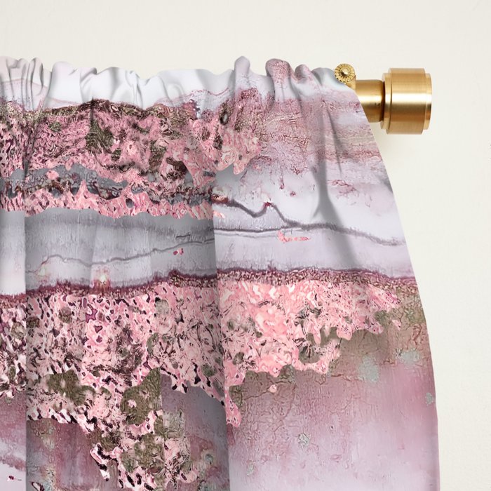 Marbled Stripes Luxury Rose Gold And Mint Glamour Window Curtain Gallery Image 2