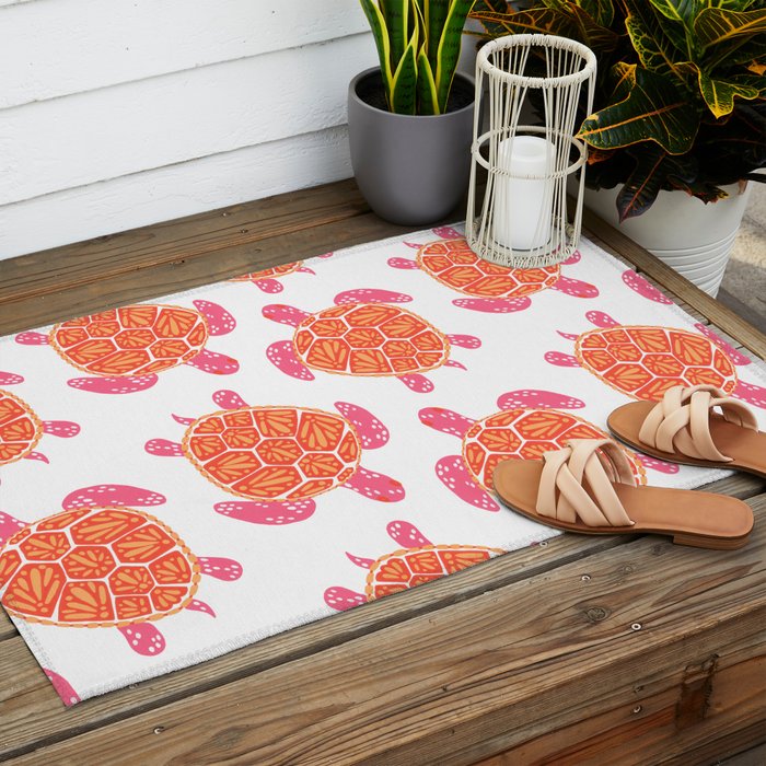Sea Turtle - Melon Palette Outdoor Rug Gallery Image 2