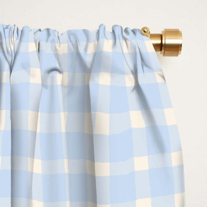 Blue White Gingham Check Window Curtain Gallery Image 2
