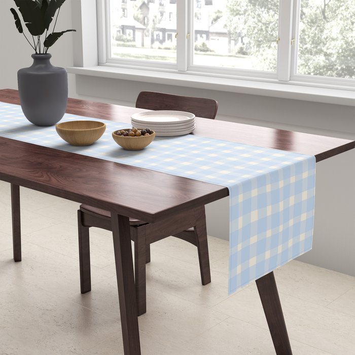 Blue White Gingham Check Table Runner Gallery Image 2