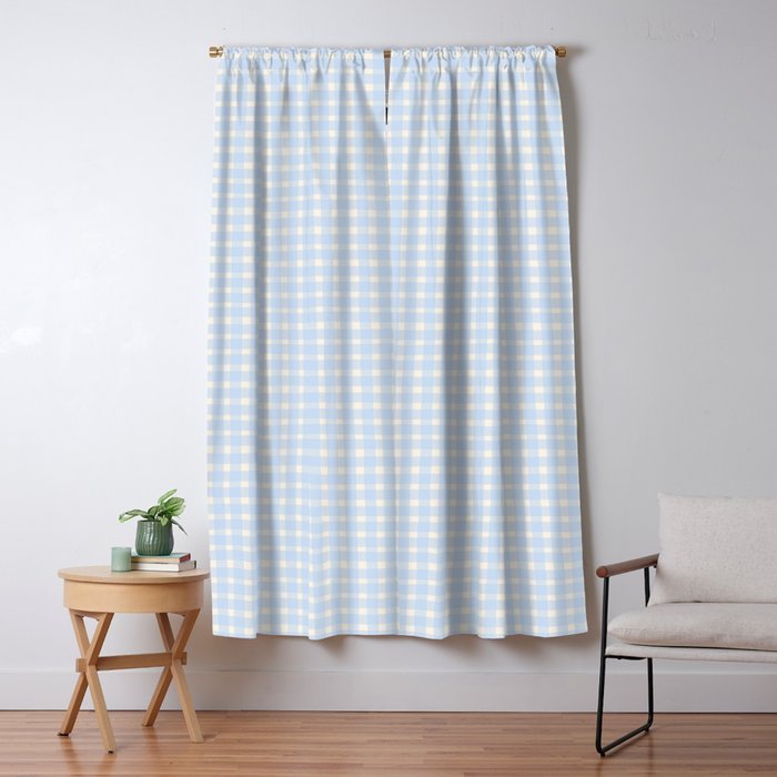 Blue White Gingham Check Window Curtain Gallery Image 1