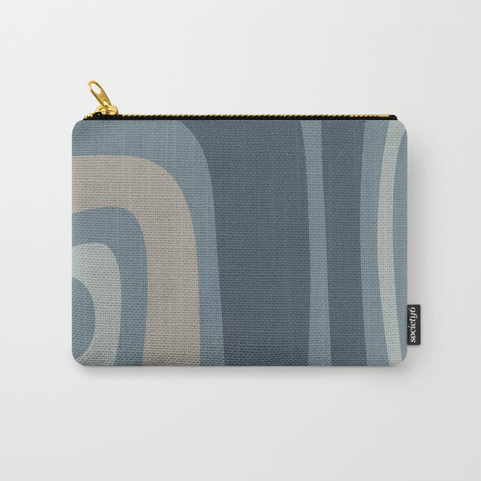 Minimal Mid-Century Modern Tiki Abstract Pattern in Neutral Blue Gray Tones Carry All Pouch Gallery Image 1