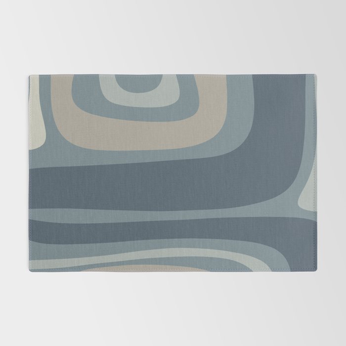 Minimal Mid-Century Modern Tiki Abstract Pattern in Neutral Blue Gray Tones Rug Gallery Image 2