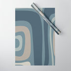 Minimal Mid-Century Modern Tiki Abstract Pattern in Neutral Blue Gray Tones Wrapping Paper Gallery Image 1