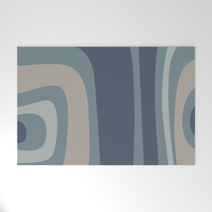 Minimal Mid-Century Modern Tiki Abstract Pattern in Neutral Blue Gray Tones Welcome Mat Gallery Image 1