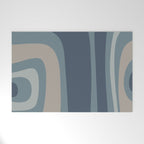 Minimal Mid-Century Modern Tiki Abstract Pattern in Neutral Blue Gray Tones Welcome Mat Gallery Image 1