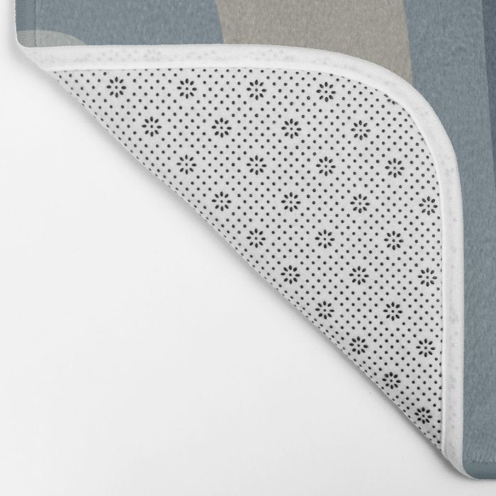 Minimal Mid-Century Modern Tiki Abstract Pattern in Neutral Blue Gray Tones Bath Mat Gallery Image 2